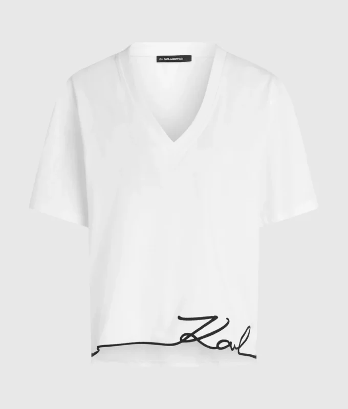 Signature-helma V-aukkoinen T-paita Signature-helma V-aukkoinen T-paita