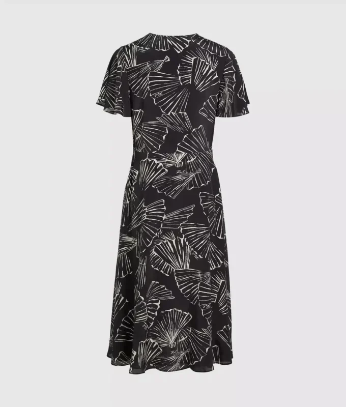 Tuulettimen printti V-aukkoinen mekko