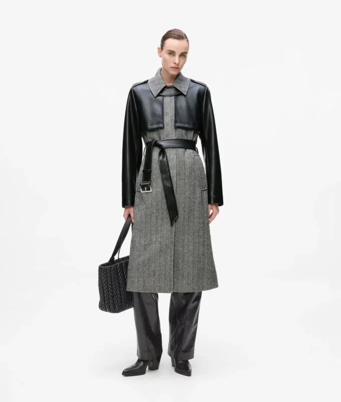 Tweed- ja tekonahkatakki Tweed- ja tekonahkatakki