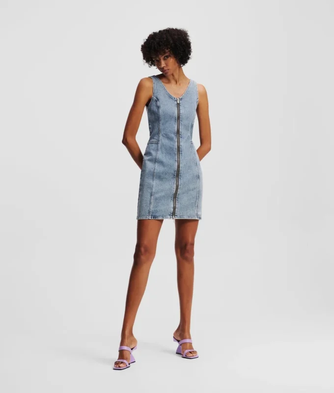 V-KAULAINEN DENIM-MEKKO V-KAULAINEN DENIM-MEKKO
