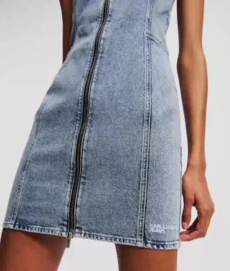 V-KAULAINEN DENIM-MEKKO