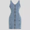 V-KAULAINEN DENIM-MEKKO V-KAULAINEN DENIM-MEKKO