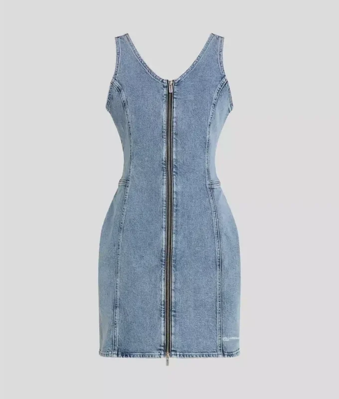 V-KAULAINEN DENIM-MEKKO V-KAULAINEN DENIM-MEKKO