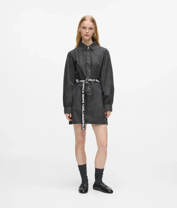 Vyötäröinen denim-mekko Vyötäröinen denim-mekko