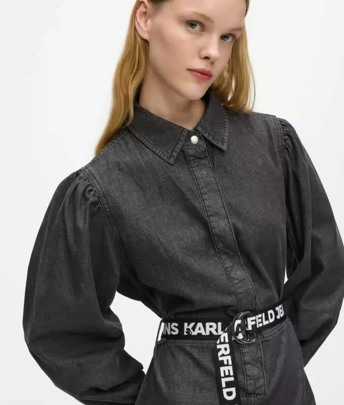 Vyötäröinen denim-mekko Vyötäröinen denim-mekko