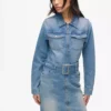Vyötäröinen denim-mekko Vyötäröinen denim-mekko