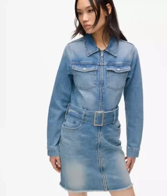Vyötäröinen denim-mekko