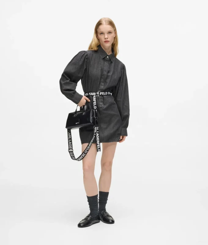 Vyötäröinen denim-mekko Vyötäröinen denim-mekko
