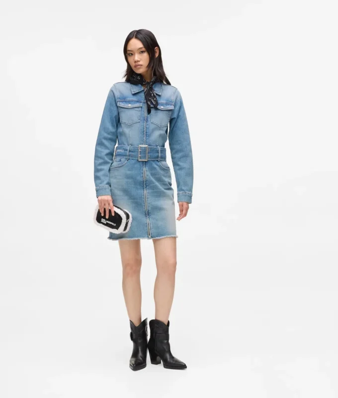Vyötäröinen denim-mekko Vyötäröinen denim-mekko