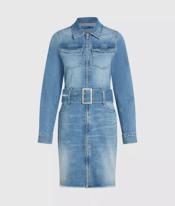 Vyötäröinen denim-mekko Vyötäröinen denim-mekko