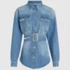 Vyötäröinen denimpaita Vyötäröinen denimpaita